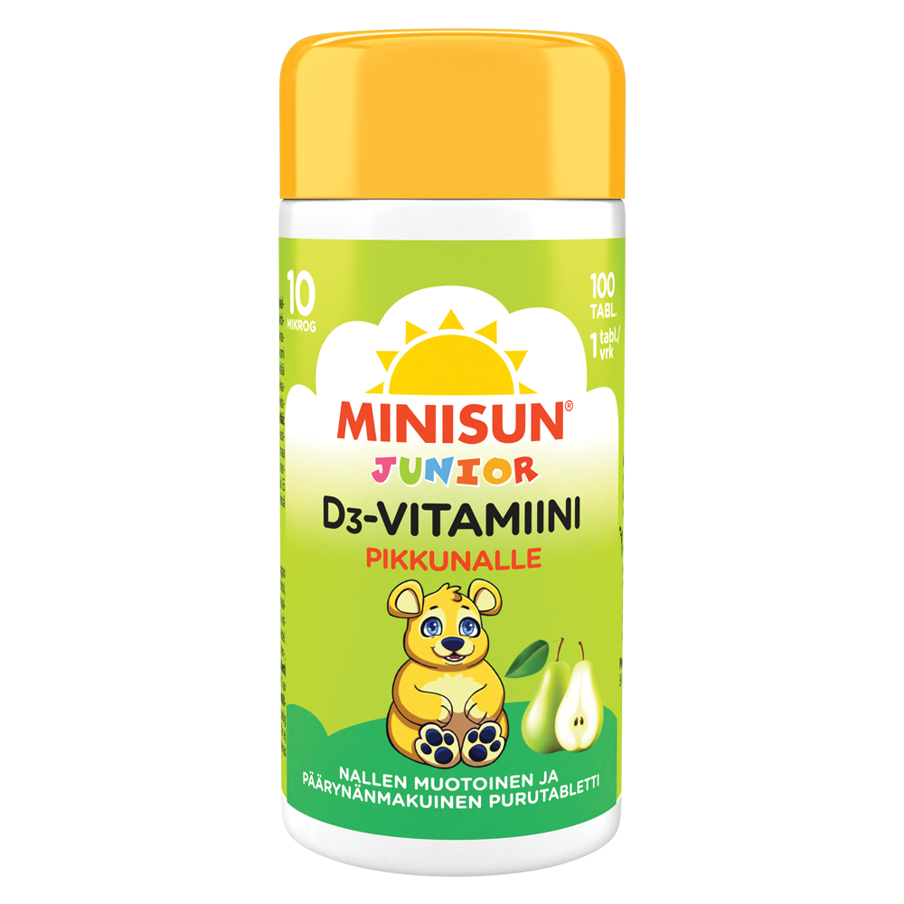 Minisun Junior D-vitamiini päärynä 100 tabl