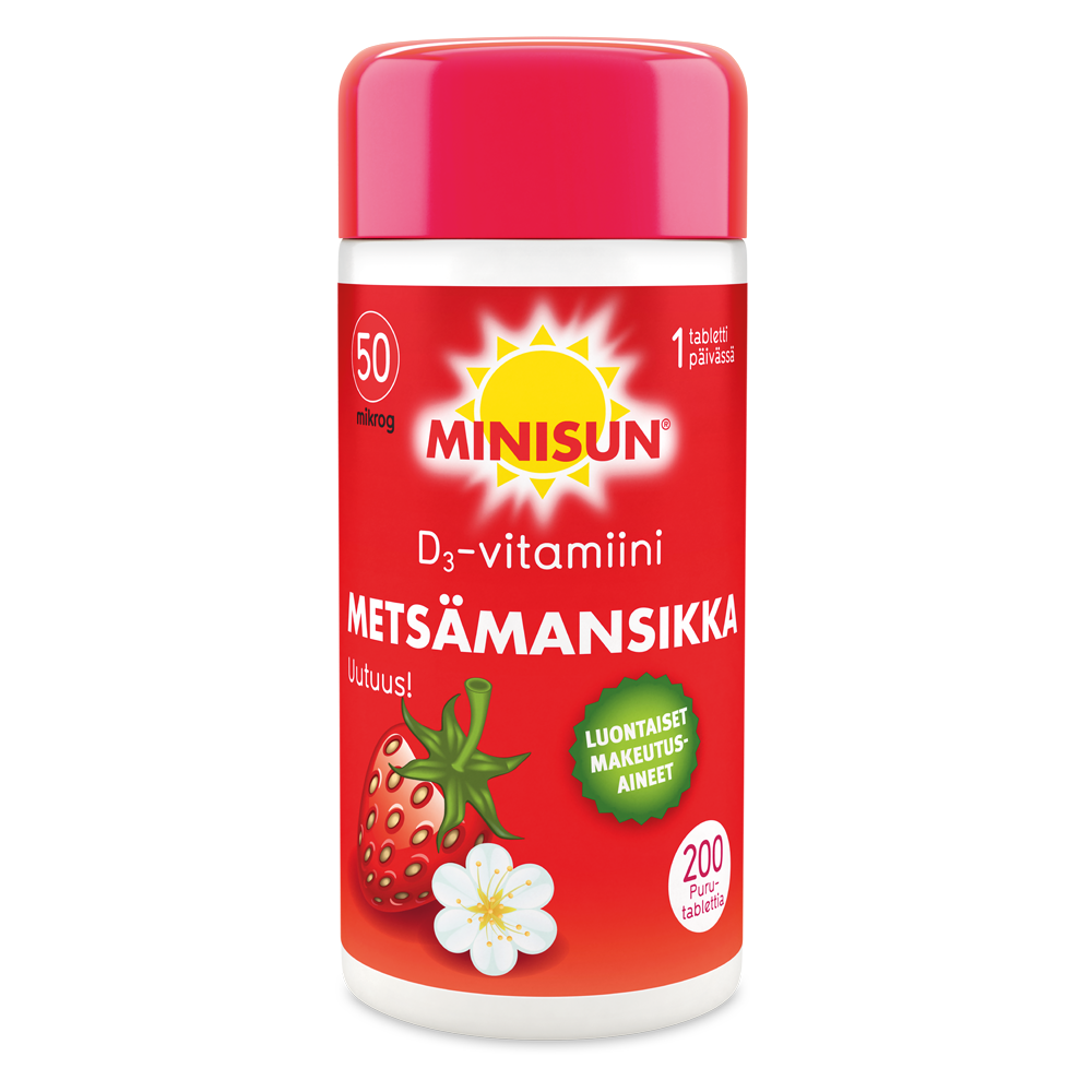 Minisun Metsämansikka D-vitamiini 50 mikrog
