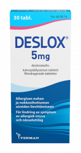 Deslox 5mg 30 tabl heinänuhaan ja heinäallergian oireisiin
