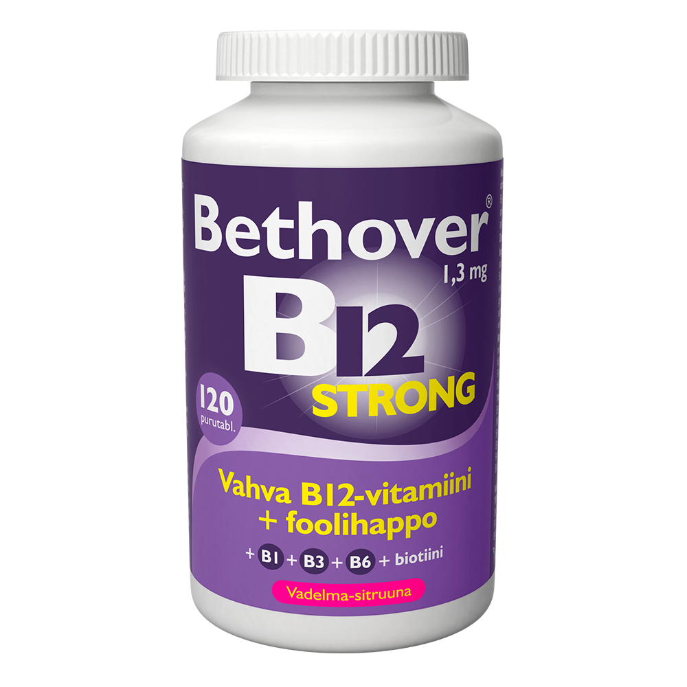 Bethover B12 Strong Vadelma-sitruuna 120tabl