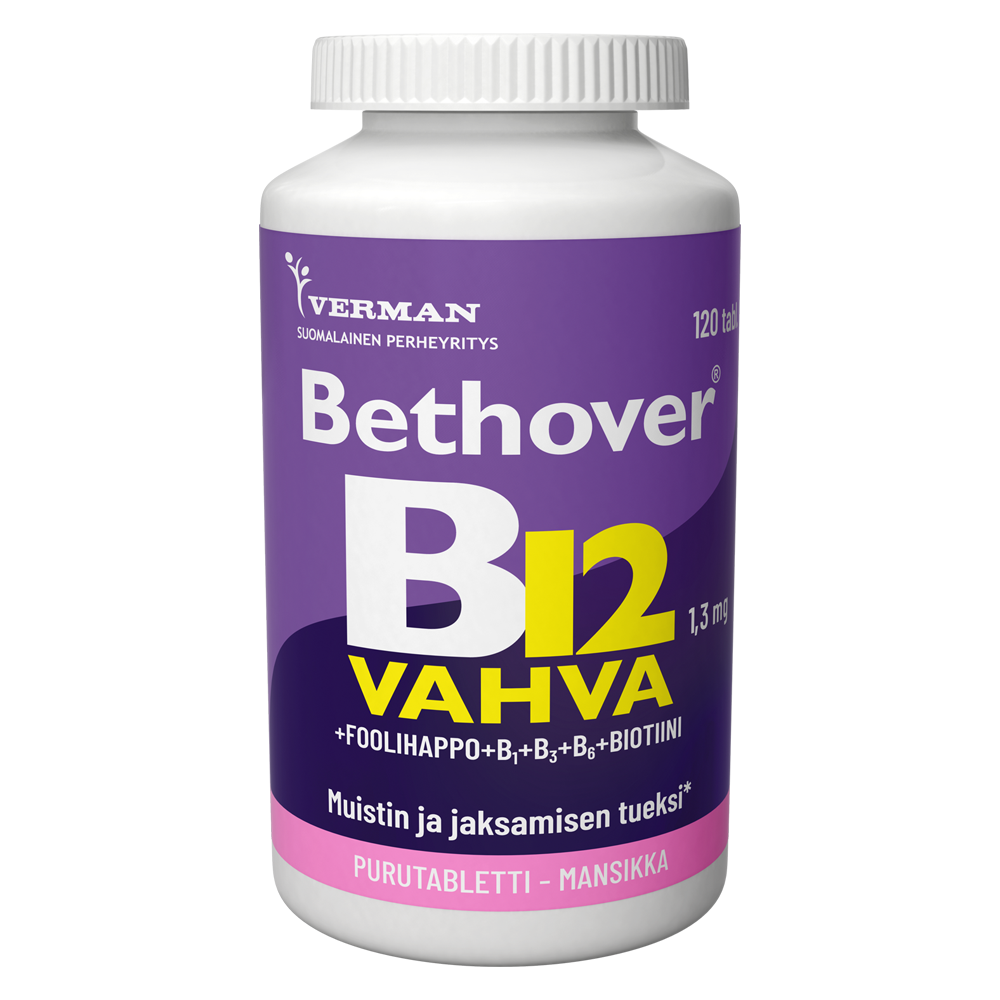 Bethover B12-vitamiini Vahva mansikka 120tabl